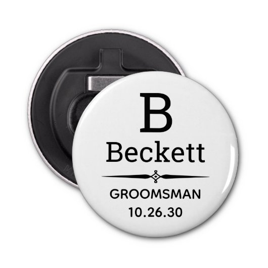 Groomsman Monogrammed Button Flesopener (Voorkant)