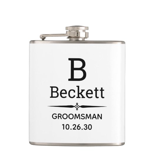 Groomsman Monogrammed Heupfles (Voorkant)
