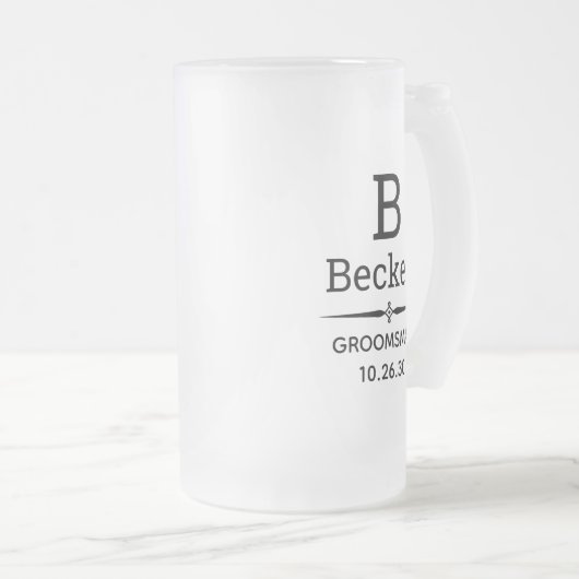 Groomsman Monogrammed Matglas Bierpul (Voorkant rechts)