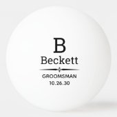 Groomsman Monogrammed Pingpongbal (Voorkant)