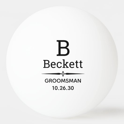 Groomsman Monogrammed Pingpongbal (Voorkant)