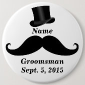 Groomsman Mustache en Top Hat Pin-Back Button (Voorkant)