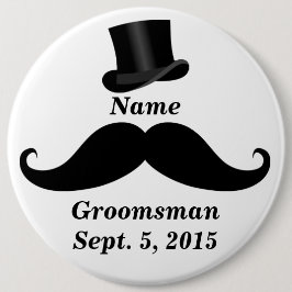 Groomsman Mustache en Top Hat Pin-Back Button