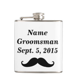 Groomsman Mustache Pet & Suit Vinyl Wrapped Flask Heupfles