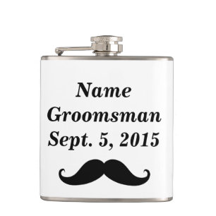 Groomsman Mustache Pet & Suit Vinyl Wrapped Flask Heupfles