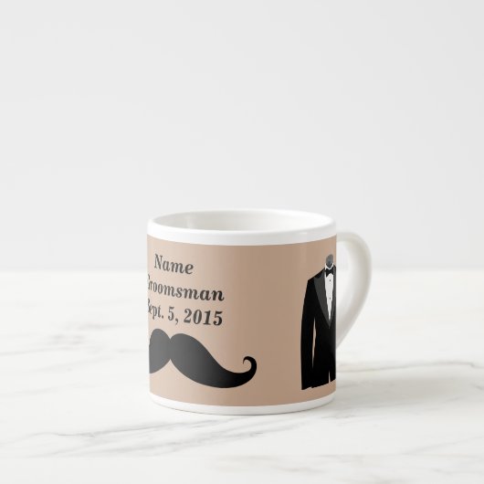 Groomsman Mustache, Top Hoed en Suit Espresso Mok (Voorkant rechts)