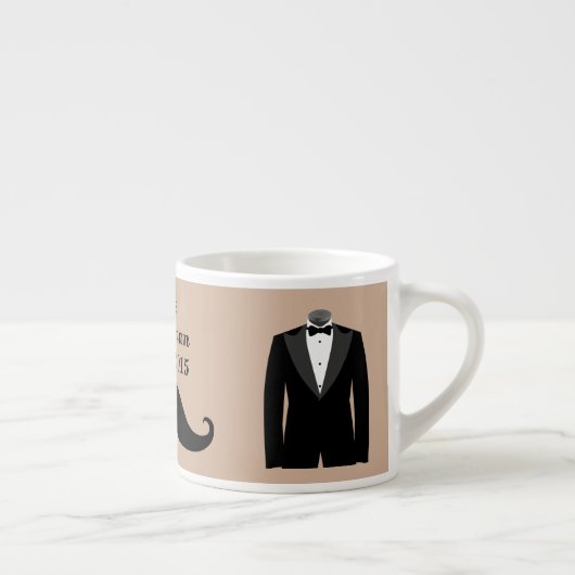 Groomsman Mustache, Top Hoed en Suit Espresso Mok (Rechts)