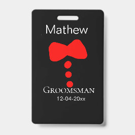 Groomsman Naam toevoegen Jaar Black Bow shirt stro Badge