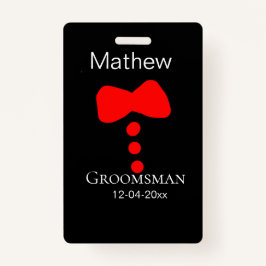 Groomsman Naam toevoegen Jaar Black Bow shirt stro Badge