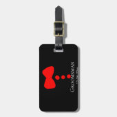 Groomsman Naam toevoegen Jaar Black Bow shirt stro Bagagelabel (Voorkant verticaal)