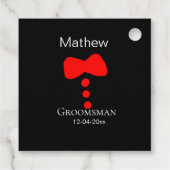 Groomsman Naam toevoegen Jaar Black Bow shirt stro Bedankjes Labels (Achterkant)