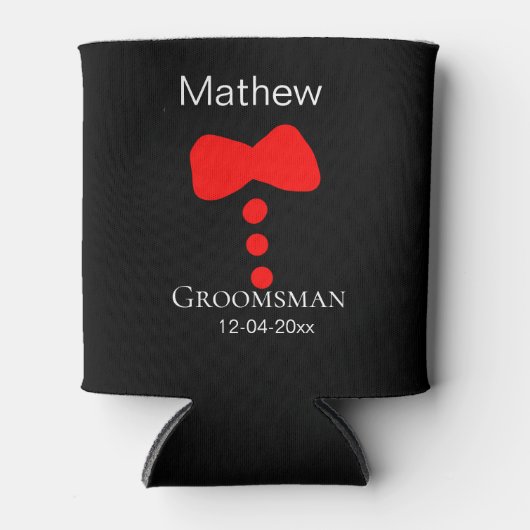 Groomsman Naam toevoegen Jaar Black Bow shirt stro Blikjeskoeler (Voorkant)