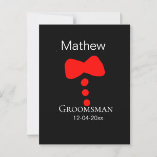 Groomsman Naam toevoegen Jaar Black Bow shirt stro Briefkaart