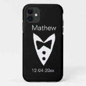 Groomsman Naam toevoegen Jaar Black Bow shirt stro Case-Mate iPhone Case (Achterkant)
