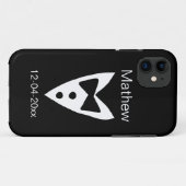 Groomsman Naam toevoegen Jaar Black Bow shirt stro Case-Mate iPhone Case (Achterkant (horizontaal))