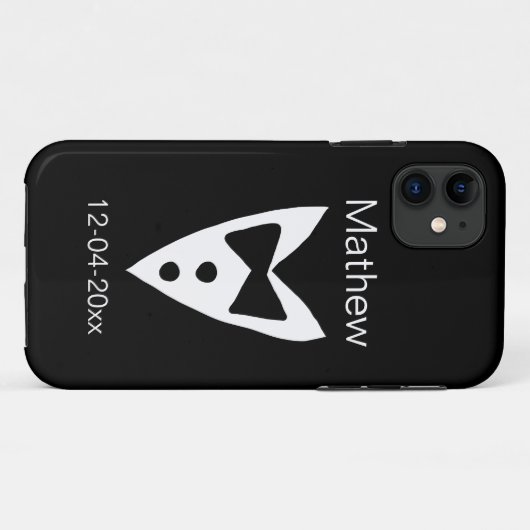 Groomsman Naam toevoegen Jaar Black Bow shirt stro Case-Mate iPhone Case (Achterkant (horizontaal))