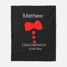 Groomsman Naam toevoegen Jaar Black Bow shirt stro Fleece Deken