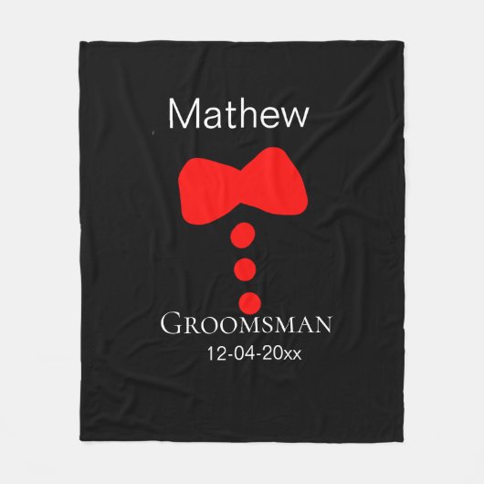 Groomsman Naam toevoegen Jaar Black Bow shirt stro Fleece Deken (Voorkant)