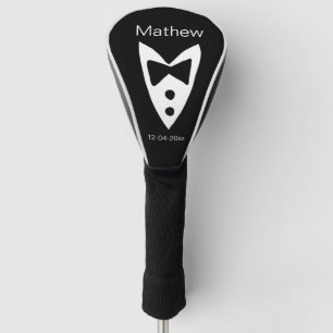 Groomsman Naam toevoegen Jaar Black Bow shirt stro Golfheadcover