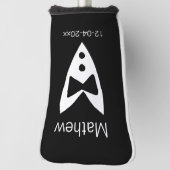 Groomsman Naam toevoegen Jaar Black Bow shirt stro Golfheadcover (Draai 90)