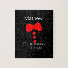 Groomsman Naam toevoegen Jaar Black Bow shirt stro Legpuzzel