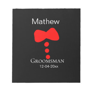 Groomsman Naam toevoegen Jaar Black Bow shirt stro Notitieblok