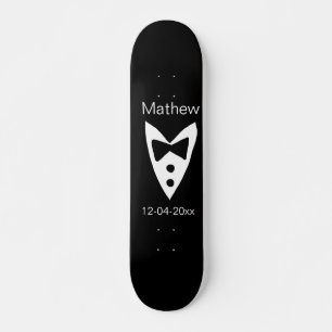 Groomsman Naam toevoegen Jaar Black Bow shirt stro Persoonlijk Skateboard