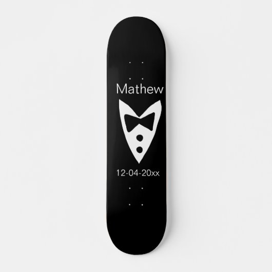 Groomsman Naam toevoegen Jaar Black Bow shirt stro Persoonlijk Skateboard (Voorkant)