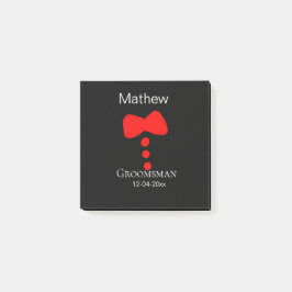 Groomsman Naam toevoegen Jaar Black Bow shirt stro Post-it® Notes