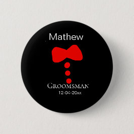 Groomsman Naam toevoegen Jaar Black Bow shirt stro Ronde Button 5,7 Cm