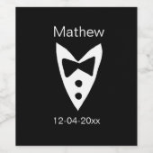 Groomsman Naam toevoegen Jaar Black Bow shirt stro Wijn Etiket (Enkel label)