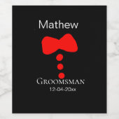 Groomsman Naam toevoegen Jaar Black Bow shirt stro Wijn Etiket (Enkel label)