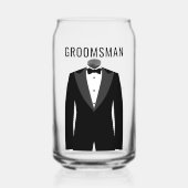 Groomsman naam zwart Tuxedo trouwdatum Blikvorm Glas (Voorkant)