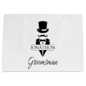 Groomsman Name Black Stropdas Mustache Groot Cadeauzakje (Voorkant)