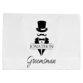 Groomsman Name Black Stropdas Mustache Groot Cadeauzakje (Achterkant)