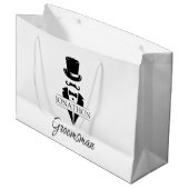 Groomsman Name Black Stropdas Mustache Groot Cadeauzakje (Voorkant Gekanteld)