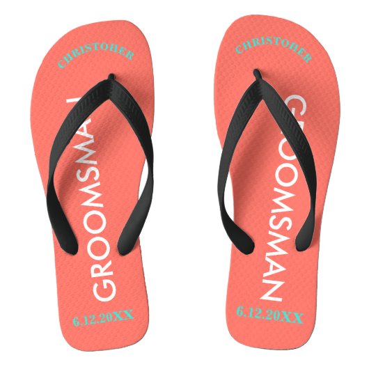 Groomsman NAME Coral Teenslippers (Voetbed)