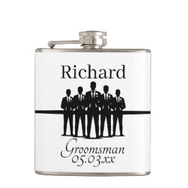 Groomsman Name Date Suit Silhouette Wedding Party Heupfles