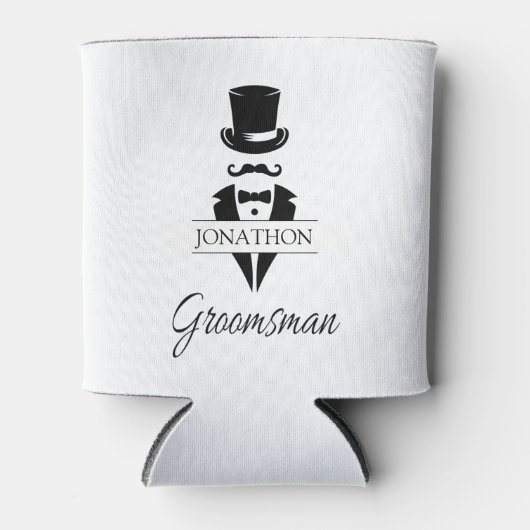 Groomsman Name Tuxedo Silhouette Blikjeskoeler (Voorkant)