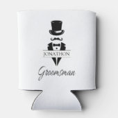 Groomsman Name Tuxedo Silhouette Blikjeskoeler (Achterkant)