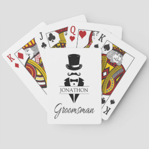 Groomsman Name Tuxedo Silhouette Pokerkaarten