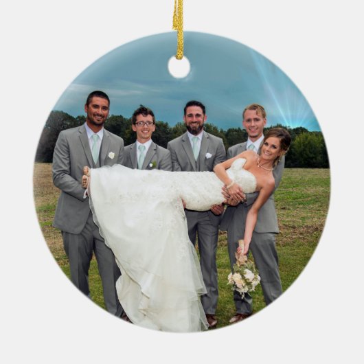 Groomsman Navy & Raspberry  Peacock Keramisch Ornament (Achterkant)