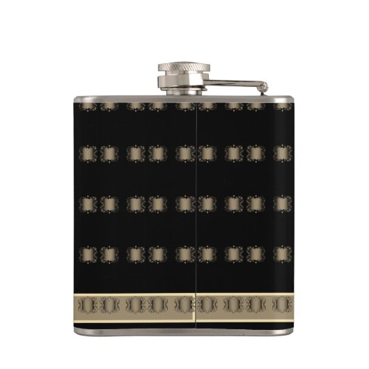 Groomsman Old Gold & Black Steampunk Weddenschap Heupfles (Achterkant)