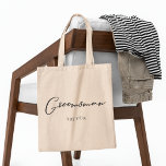 Groomsman - Persoonlijk Chic Minimalist Wedding Tote Bag<br><div class="desc">Deze chique,  eenvoudige bruidsjonker canvas tas beschikt over jouw naam onder elegante zwarte typografie. Pas deze elegante,  moderne bruids partij geschenken voor uw bruiloft bruidsmeisjes voor de vrijgezellenfeest.</div>