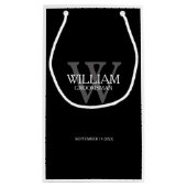 Groomsman persoonlijke moderne grafische tas met k klein cadeauzakje (Achterkant)