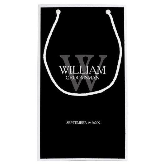 Groomsman persoonlijke moderne grafische tas met k klein cadeauzakje (Achterkant)