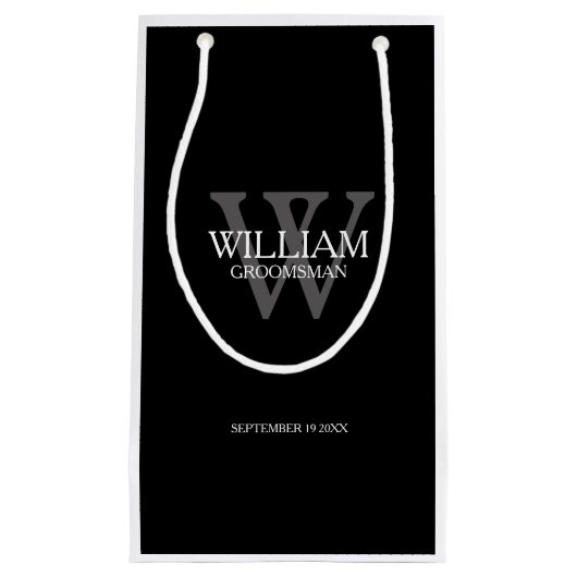 Groomsman persoonlijke moderne grafische tas met k klein cadeauzakje (Voorkant)