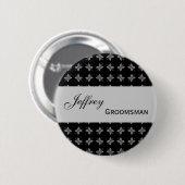 GROOMSMAN Pin Button Black en White Damask (Voorkant /achterkant)