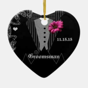 Groomsman Pink Gerber Wedding Kerstfeest Ornament