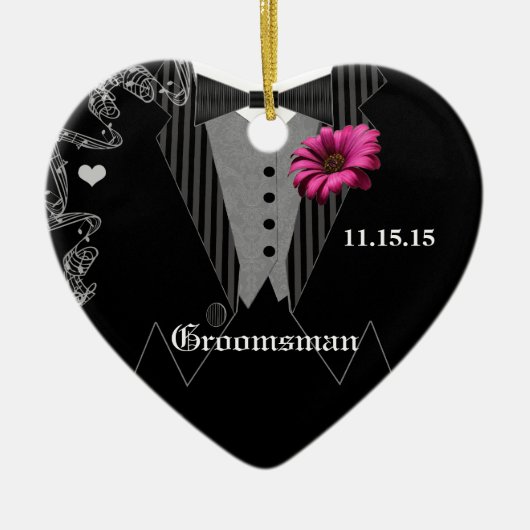 Groomsman Pink Gerber Wedding Kerstfeest Ornament (Voorkant)